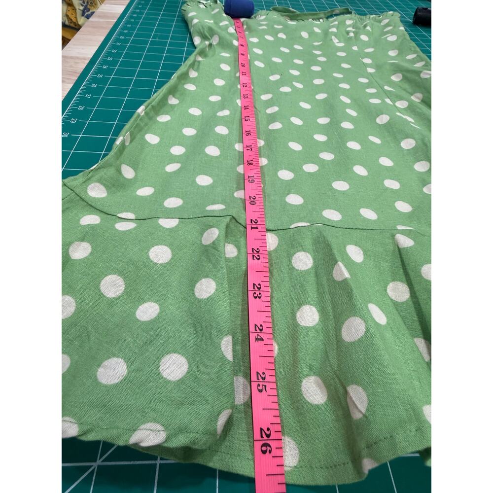 Zara Linen Blend Polka Dot Mini Dress Green Ruffle Hem NWT Women's Size Small - Picture 10 of 12